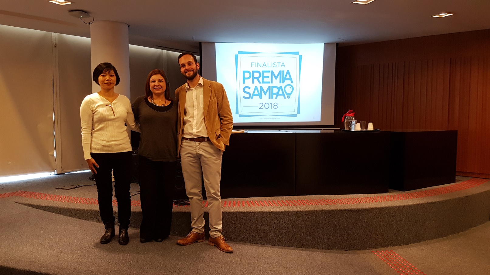 Palestrantes do Ciclo de Palestras Premia Sampa 2019 lado a lado. 